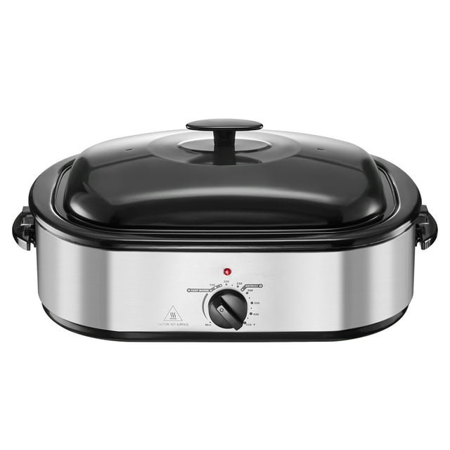 KFFKFF Roaster Oven, 14QT Fast-Cooking Turkey Roaster, 150-450℉ Adjustable Temperature Electric Roasting Pan with Self-Basting Lid