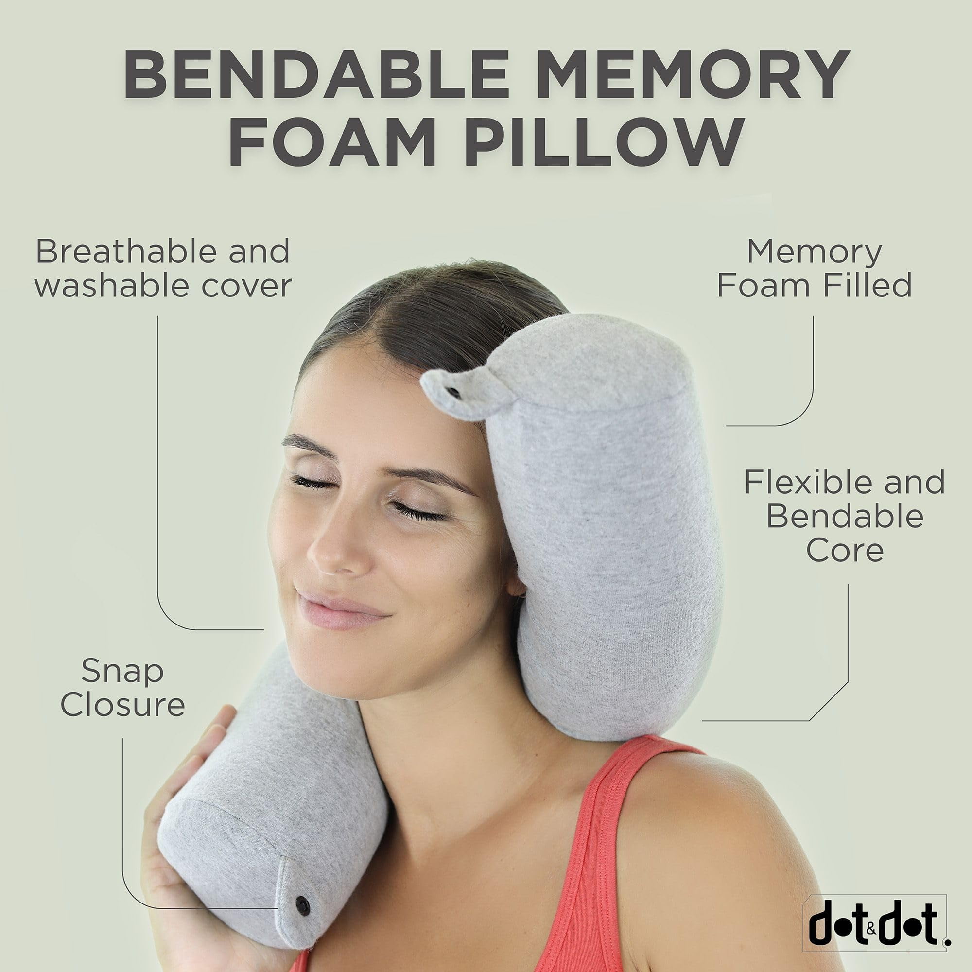 Dot Dot Twist Memory Foam Travel Pillow for Neck Chin Lumbar and Leg Support Neck Pillows for Sleeping Travel Airplane for Side Stomach and Back Sleepers Adjustable Bendable Roll Pillow Walmart