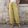 thumbnail image 2 of Manxivoo Women's cotton linen high-waisted wide-leg barrel pants (loose fit) for summer, with pockets, suitable for casual and home wear, 2 of 9