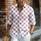 thumbnail image 1 of 2024 Nuevos tops para hombre de estilo hawaiano a cuadros cuadrados, estilo caballero, oferta especial, informales, para fiestas al aire libre, suaves y cómodos, de talla grande, 1 of 6