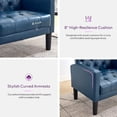 thumbnail image 4 of LAZZO Accent Chair, Mid-Century Modern Leather Tufted Armchairs for Living Room and Office, Blue, 4 of 7