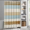 thumbnail image 3 of Abstract Blue Brown off White Fabric Shower Curtain Oil Painting Art Washable Shower Curtains for Bathroom, Waterproof Bath Curtain with Hooks Home Decor 72x72in, 3 of 8