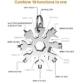 thumbnail image 3 of Stainless Steel Bicycle Multitool, Multifunctional tool, 18-in-1 Snowflake Multitool, Card, Snowflake Key Ring, Bottle Opener, Ring Spanner(Silver*2), 3 of 7