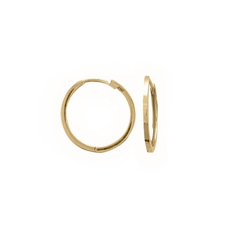 14k Yellow Gold Square Shape Huggie Hoop Earrings 18mm