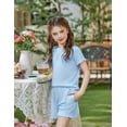 thumbnail image 5 of Arshiner Girls Shorts Set 2 Piece Ribbed Knit Summer Outfit Short Sleeve Top & Elastic Waist Shorts Casual Playwear, 5 of 6