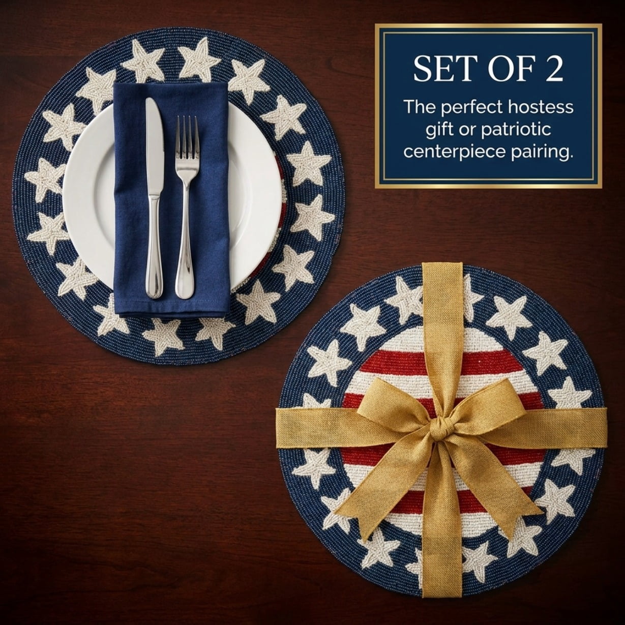USA Flag Placemats for Fall Autumn Thanksgiving Dining Table Scratch Heat Resistant Charger Mats Kitchen Decor Set of 6
