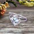 thumbnail image 3 of 2Pcs Wedding Ring Set Cushion Cut 1.75 Carat Aquamarine Engagement Ring On 10k White gold Matching Band Vintage Look Halo Design, 3 of 5