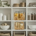 thumbnail image 2 of Casafield (Set of 2) Water Hyacinth Pantry Baskets with Handles - Natural, Medium and Large Size Woven Storage Baskets for Kitchen Shelves, 2 of 7