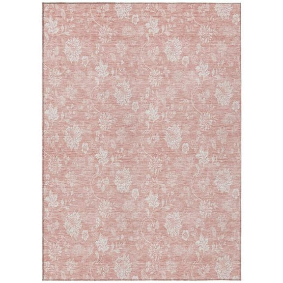 HomeRoots 581440 8 x 10 ft. Floral Washable Indoor & Outdoor Rectangle Area Rug, Pink, Ivory & Blush