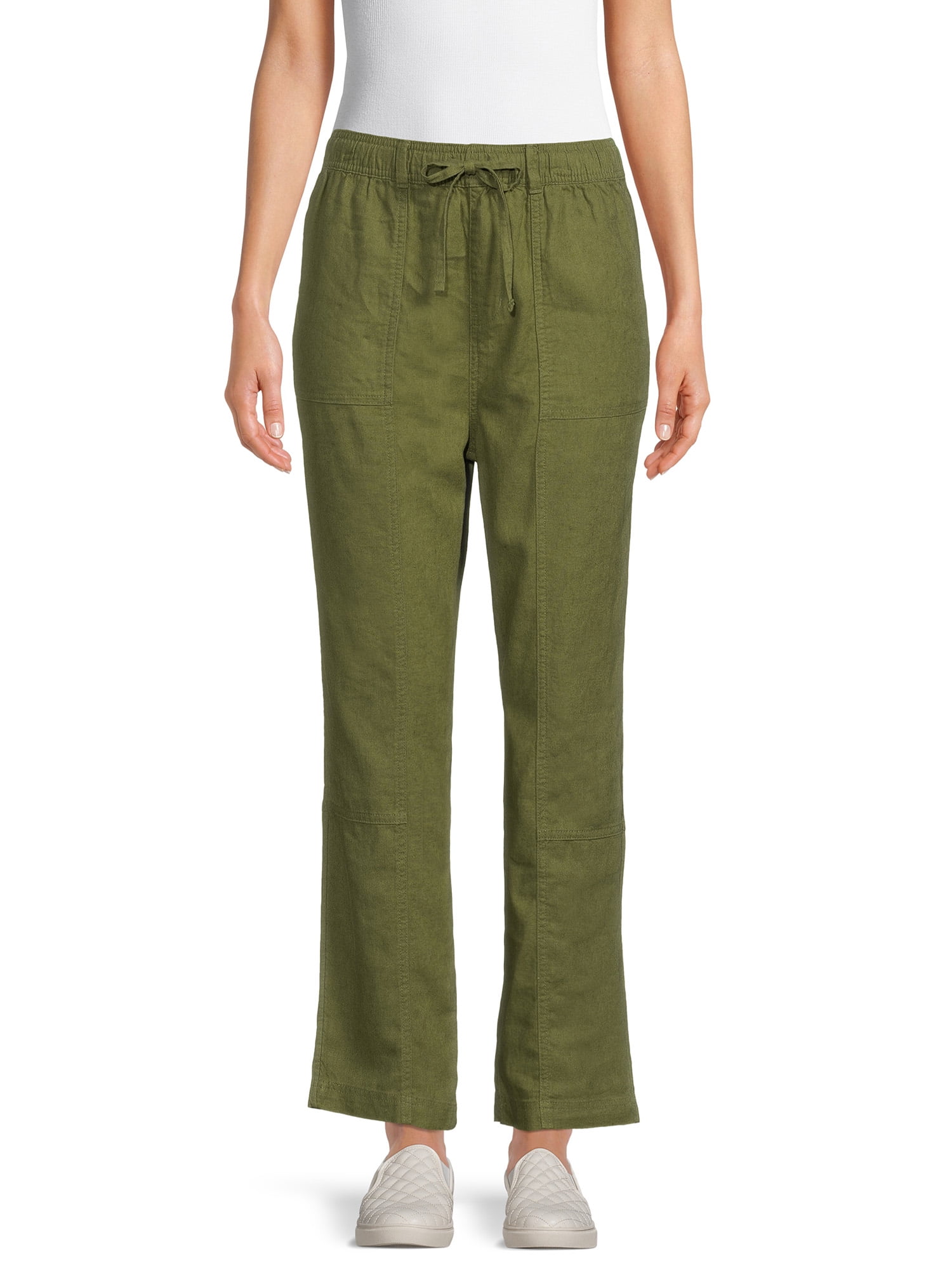 Time and Tru Women's Linen Pull-On Pants - Walmart.com