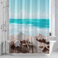 thumbnail image 2 of Summer Marine Life Bathroom Shower Curtain, Ocean Conch Starfish Coastal Landscape Waterproof Washable Soft Bath Curtain for Bathtub Decor with 12 Hooks&Grommet, 54x78 Inch, 2 of 9