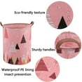 thumbnail image 2 of Folding Canvas Laundry Hamper Basket - 19.7" Round Waterproof Dirty Clothes Basket for Baby Girl Boy Dirty Bedroom Bathroom Washing Clothes & Toy Storage Organizer(Color Triangle), 2 of 7
