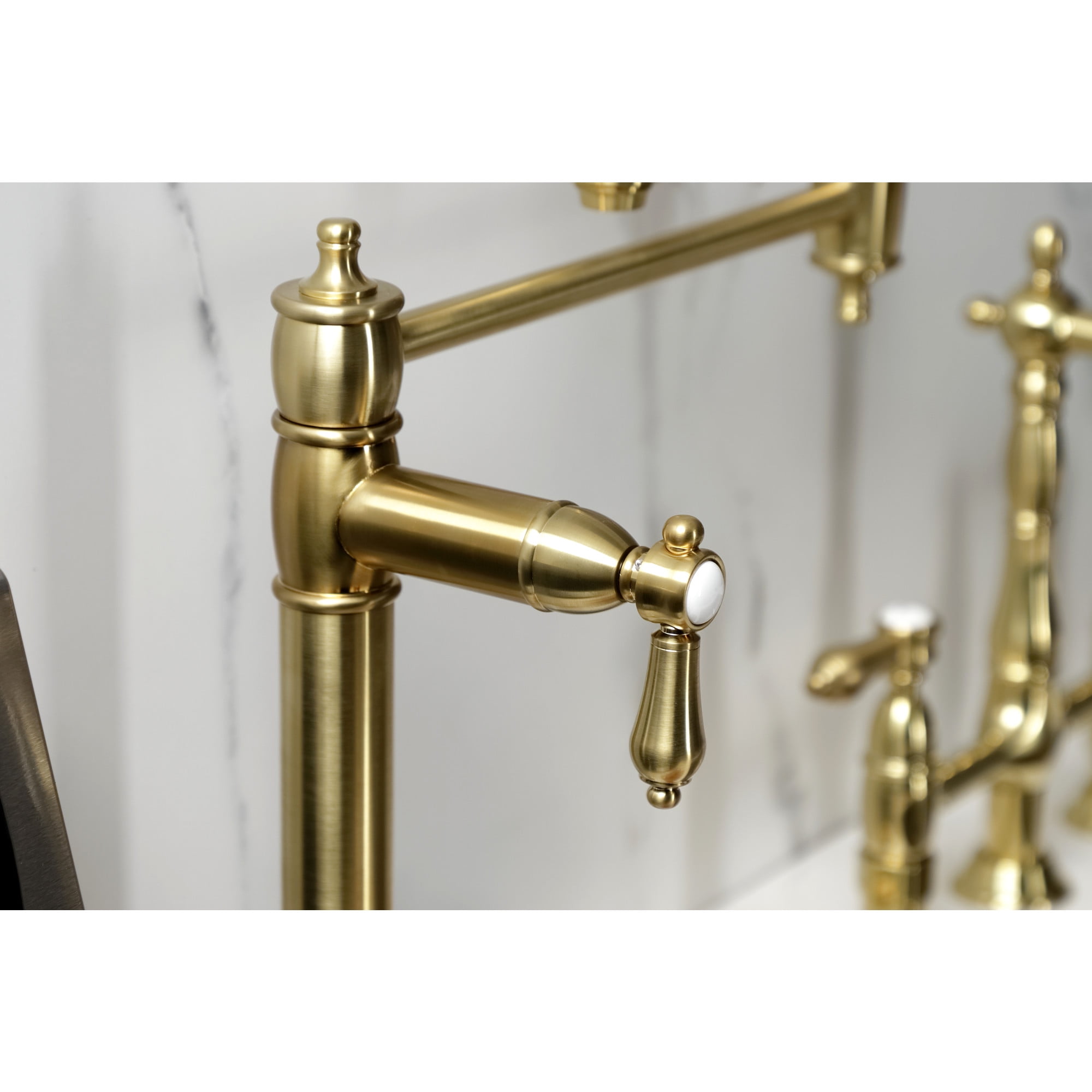 Kingston Brass KS3707BAL Heirloom Deck Mount Pot Filler Faucet, Brushed Brass