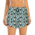 thumbnail image 2 of Balery PUG HEAD And Flower Pantalones cortos deportivos para mujer con forro y dos bolsillos, elásticos, para entrenamiento, gimnasio, yoga-Large, 2 of 7