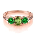 thumbnail image 2 of Gem Stone King 2.70 Ct Oval Green Peridot Green Created Emerald 18K Rose Gold Plated Silver Moissanite Ring (Size 5), 2 of 4