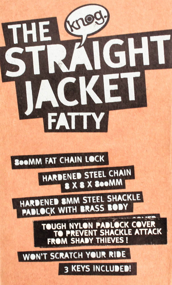 KNOG STRAIGHT JACKET FATTY 800mm Bike Chain Lock Pink//Black Key Steel Nylon NEW