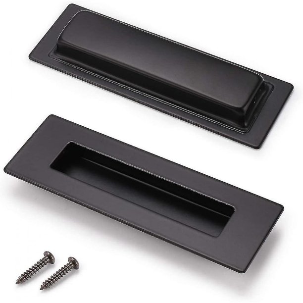 Manijas empotradas rectangulares negras LIUYMXG Tiradores de acero inoxidable 6 pulgadas
