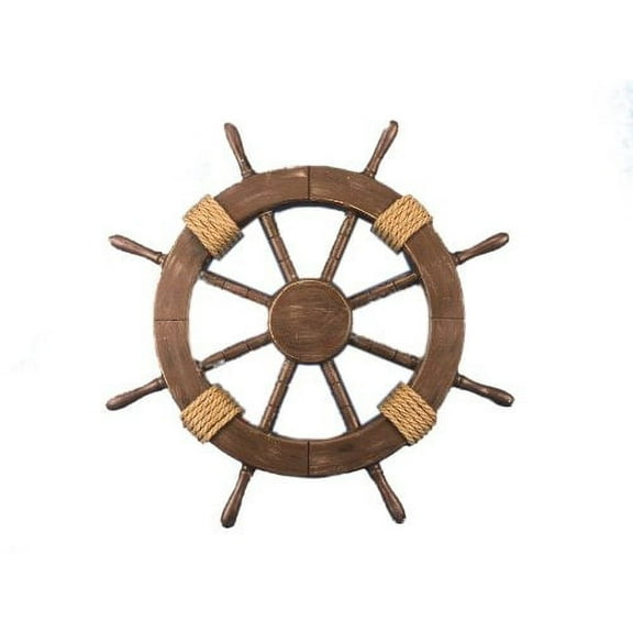 "Nagina International 24"" Nautical Antique Rustic Wood Finish Ship Wheel -   Pirate Home Decorative Wall Hanging"