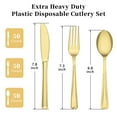 thumbnail image 2 of GPED 150 Count Gold Plastic Silverware Set, Heavy Duty Disposable Cutlery Set, Includes 50 Forks, 50 Spoons, 50 Knives, Heat Resistant & BPA Free Disposable Silverware for Party Supply, 2 of 7
