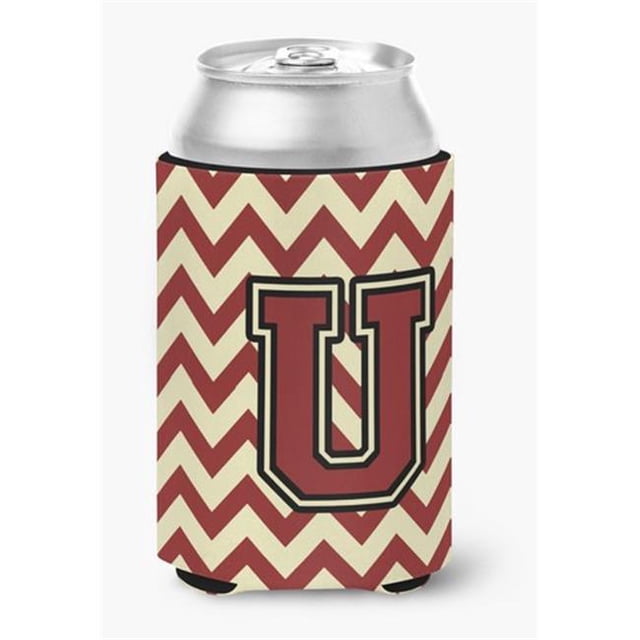 Carolines Treasures CJ1061-UCC Letter U Chevron Maroon & Gold Can or Bottle Hugger