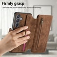 thumbnail image 7 of Dteck for Samsung Galaxy S25 Plus/S25+ Wallet Case with RFID Blocking Credit Card Holder Zipper Pocket, Retro PU Leather Flip Folio Shockproof Cover with Ring Holder Women Men for Samsung S25+,Brown, 7 of 7
