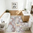 thumbnail image 2 of White and Copper Marble Pattern Bathroom Rug Set 4 Piece,Includes Contour,Lid Cover,Bath Mat,Non-Slip Extra Soft Absorbent Washable, 2 of 5