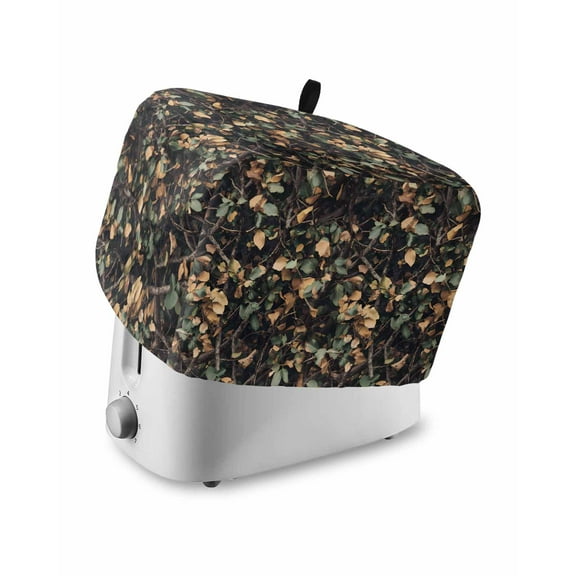 Fsddascl Withered Leaves Retro Small Toaster Cover 2 Slice, Kitchen Appliance Covers, Green Yellow Botanical Toaster Oven Cover with Loop, Bread Machine Cover Polyester Dust Cover Protection