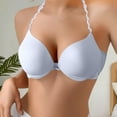 thumbnail image 2 of WZXFASHION Women's Solid Color French Triangular Cup Thin Backless Sexy Hanging Neck Bra Bra White 36, 2 of 6