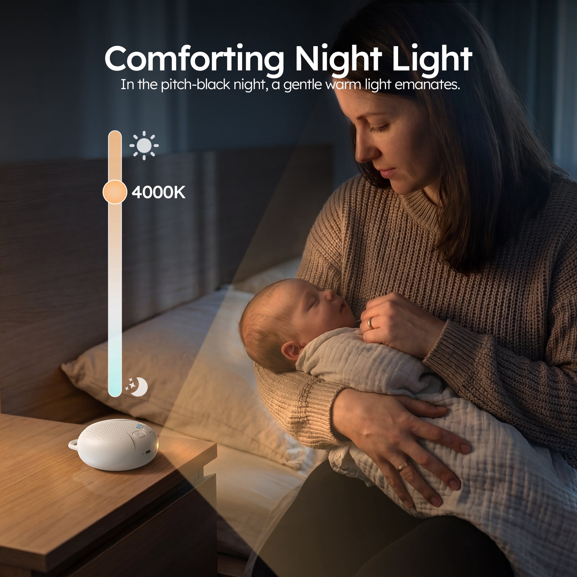 ZPSO White Noise Sound Machine, Portable Sleep Therapy Machine for Baby Adult, Night Light, 16 Soothing Nature Sounds for Home