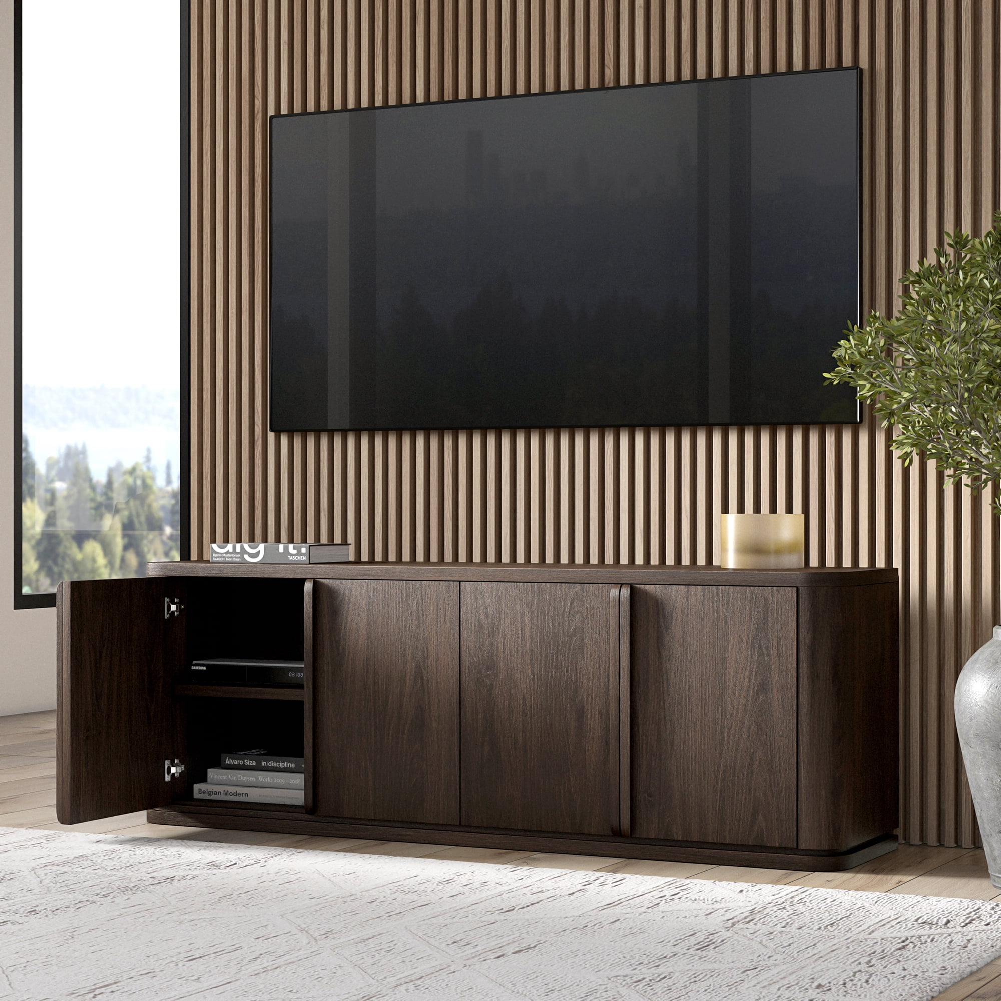 Vance Rectangular TV Stand for TV's up to 78" in Alder Brown