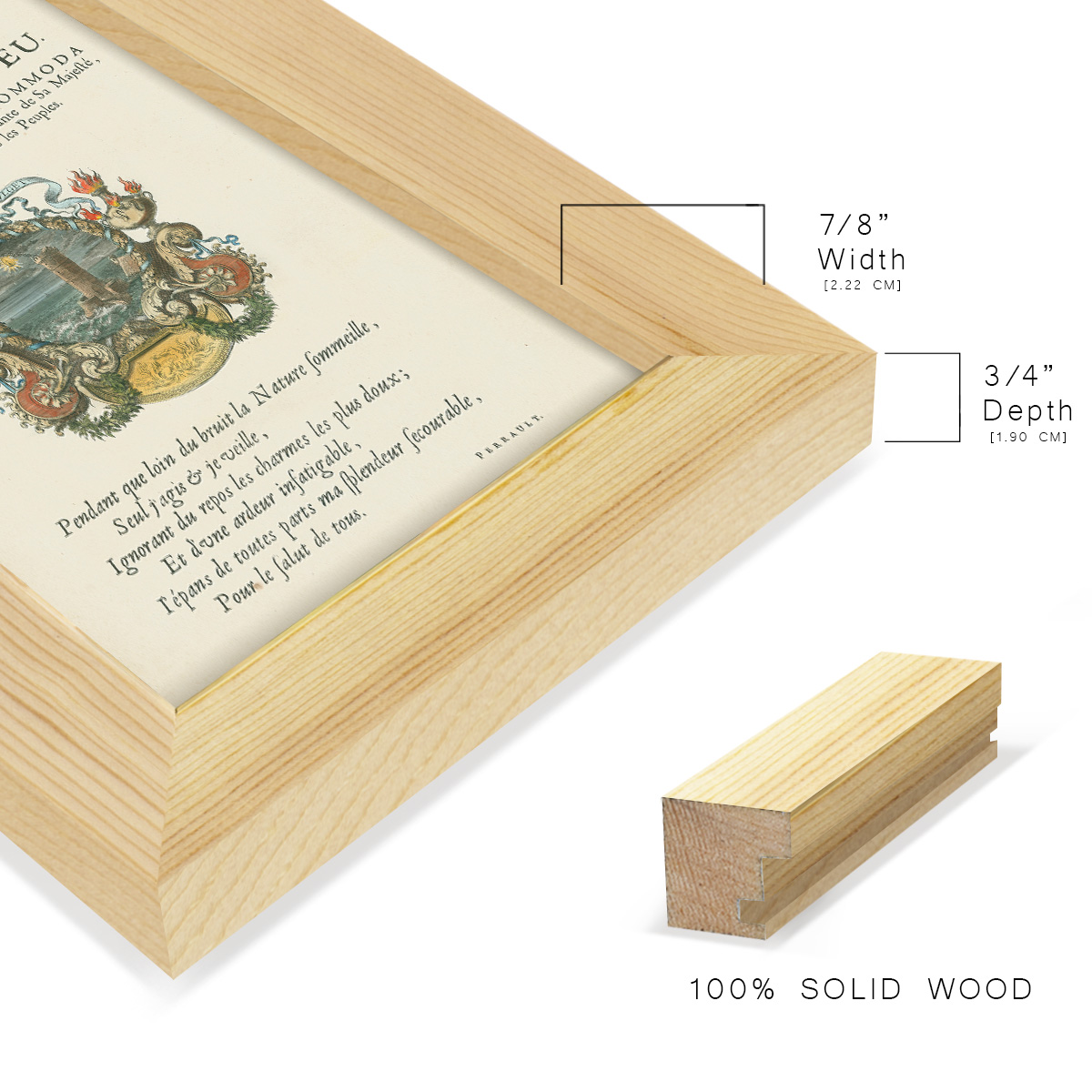 Printed Embellished Bookplate VIII - Framed Print w/glass - Natural Wood