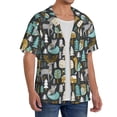 thumbnail image 2 of KLL Moose Squirrel owls tree Print Men's Shirt Short Sleeve Button Down Summer Cuba Beach Shirts- Large, 2 of 5