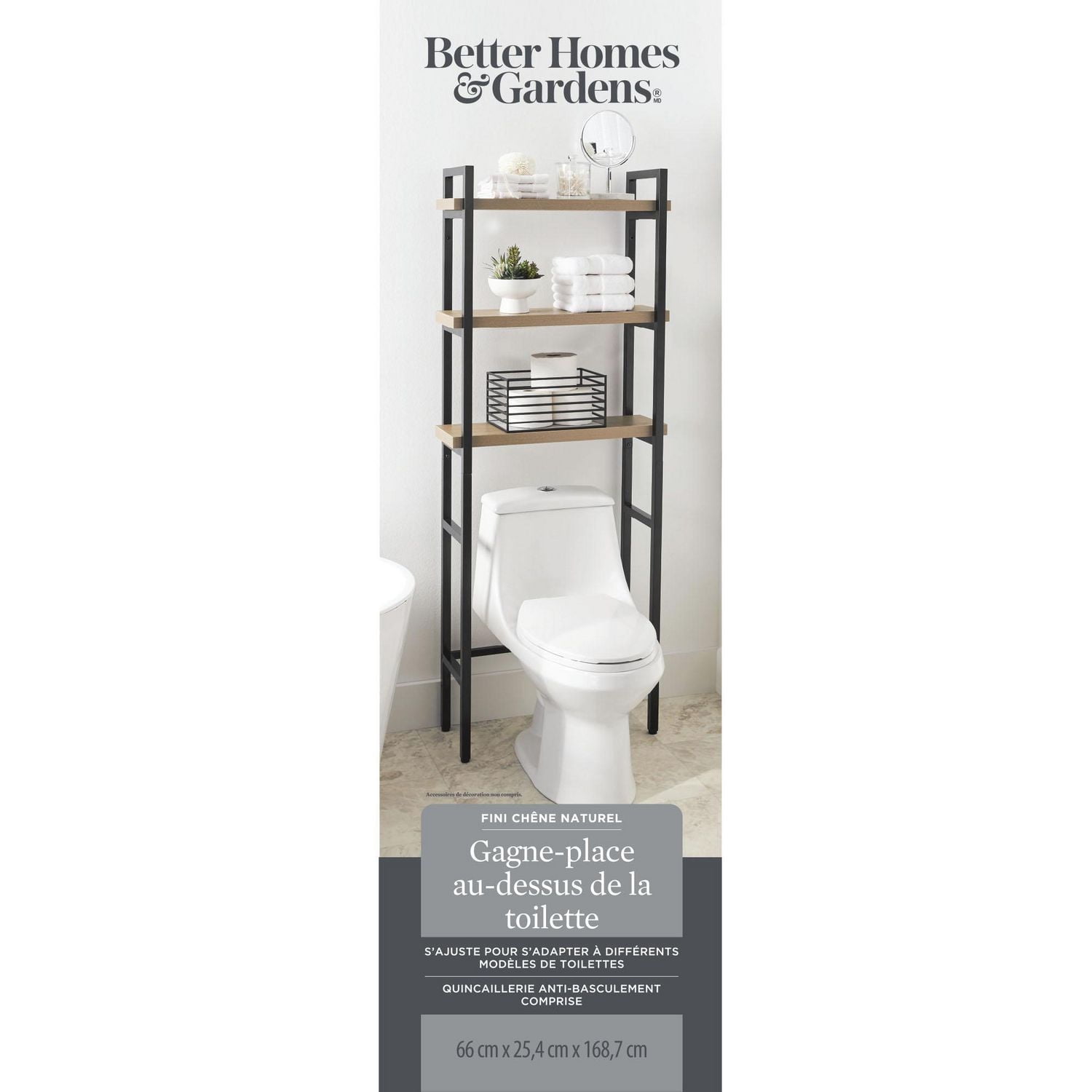 Gagne-place au-dessus des toilettes Jace de Better Homes & Gardens pour salle de bain Fini Chêne Naturel