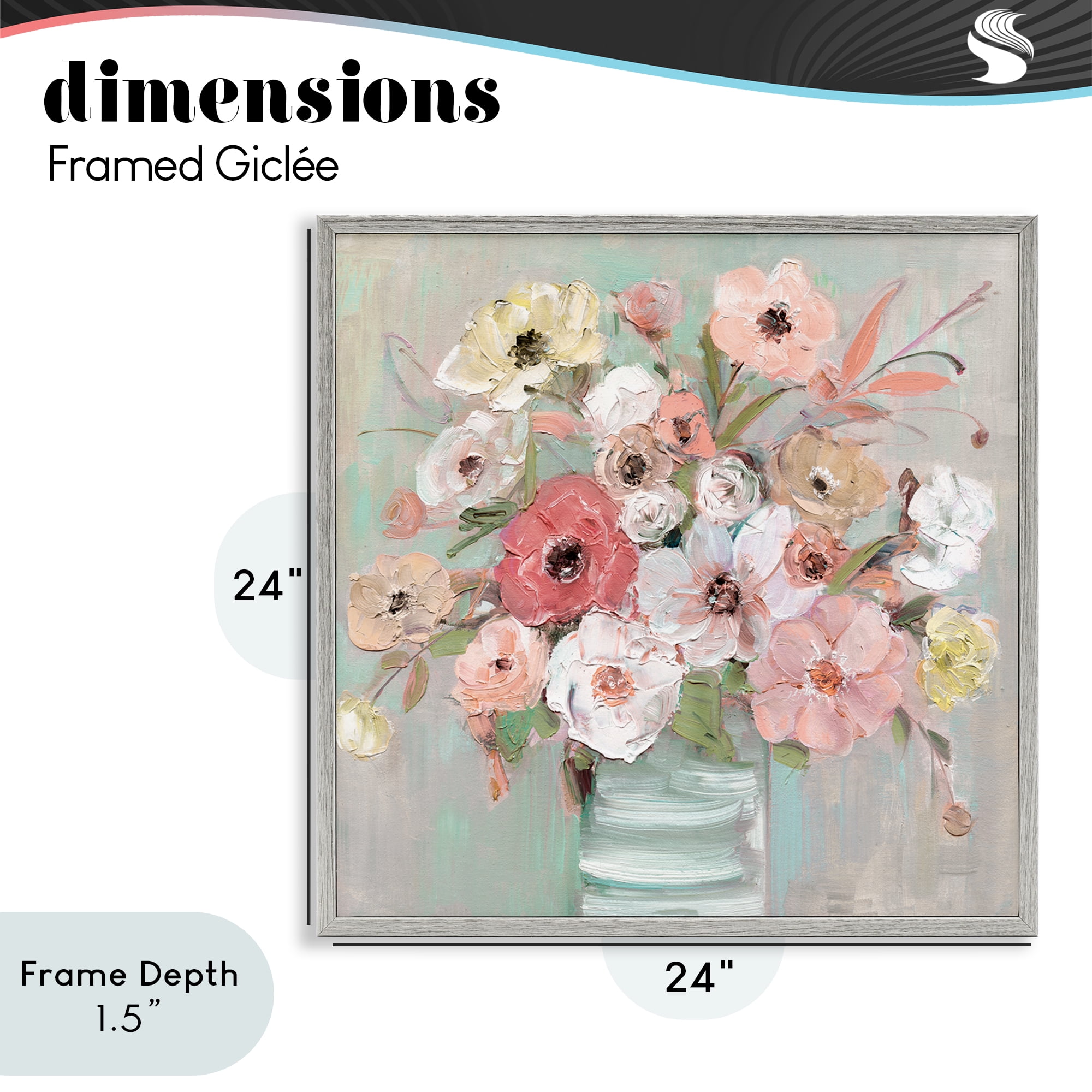 Stupell Industries Pastel Garden Peony Bouquet Gray Framed Giclee Art, design by Sally Swatland