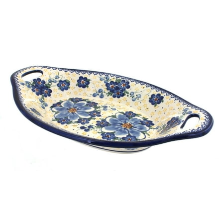 - Polish Pottery Daisy Surprise Bread Tray with Handles