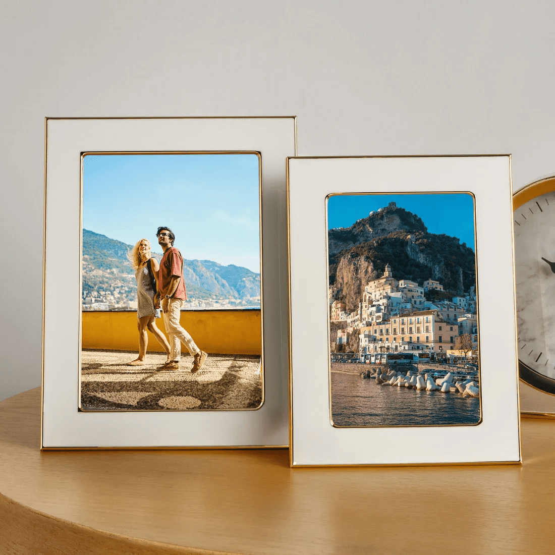 Mikasa Enamel Picture Frame Set of 5, White/Gold, 8x10, 5x7, 4x6