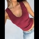 thumbnail image 4 of Camisetas Sin Mangas con Cuello en V para Mujer 2025, Camisetas de Punto Sin Mangas, Suéter Informal de Verano, Chaleco Vino Tinto M, 4 of 8