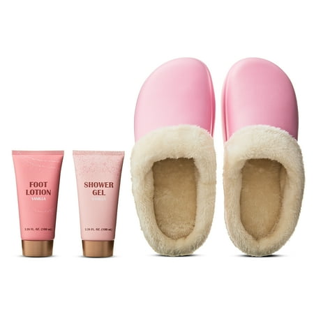 Deluxe Bath Spa Set with Slippers  Lotion  and Body Wash  3 Pieces  Teen and Adult ( Size 8.5)