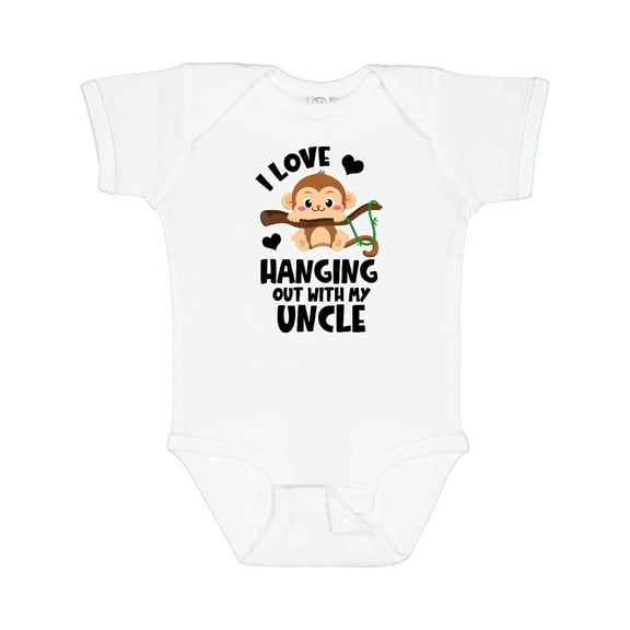Inktastic Monkey I Love Hanging out with My Uncle Boys or Girls Baby Bodysuit