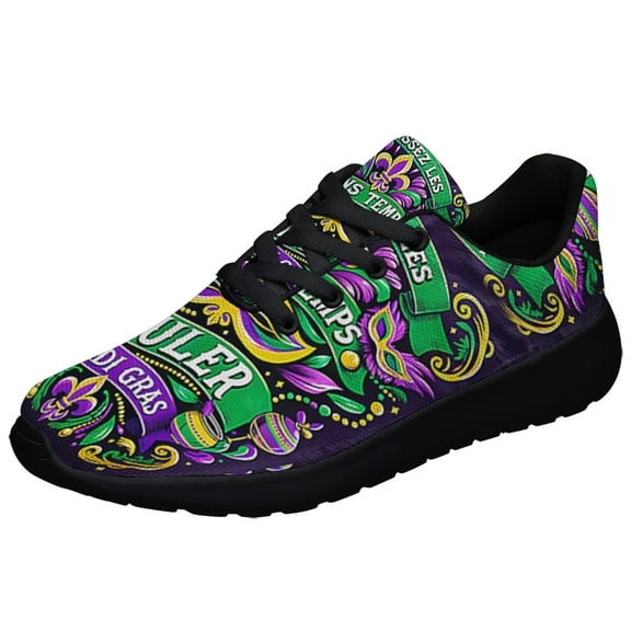 Mardi Gras Laissez Les Bons Temps Rouler Shoes Sneakers for Women Men Black Size 3.5