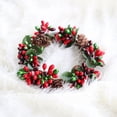 thumbnail image 4 of Christmas Candle Ring Artificial Berry Candle Rings with Pine Cones Small Wreaths Mini Christmas Wreath for Home, Wedding, Living Room and Christmas Holiday Table Decoration, Red-Green, 4 of 4