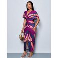 thumbnail image 5 of Purple Floral Print V-Neck Split Thigh Bodycon Party Dress For Spring Summer Holiday, 5 of 6