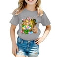 thumbnail image 4 of MIXUE Toddler Girls Tops & T-Shirts Easter Bunny Round Neck Short Sleeve Casual Solid Color Tops Pullover Tee Shirts Streetwear,Gray,3-4 Years, 4 of 4