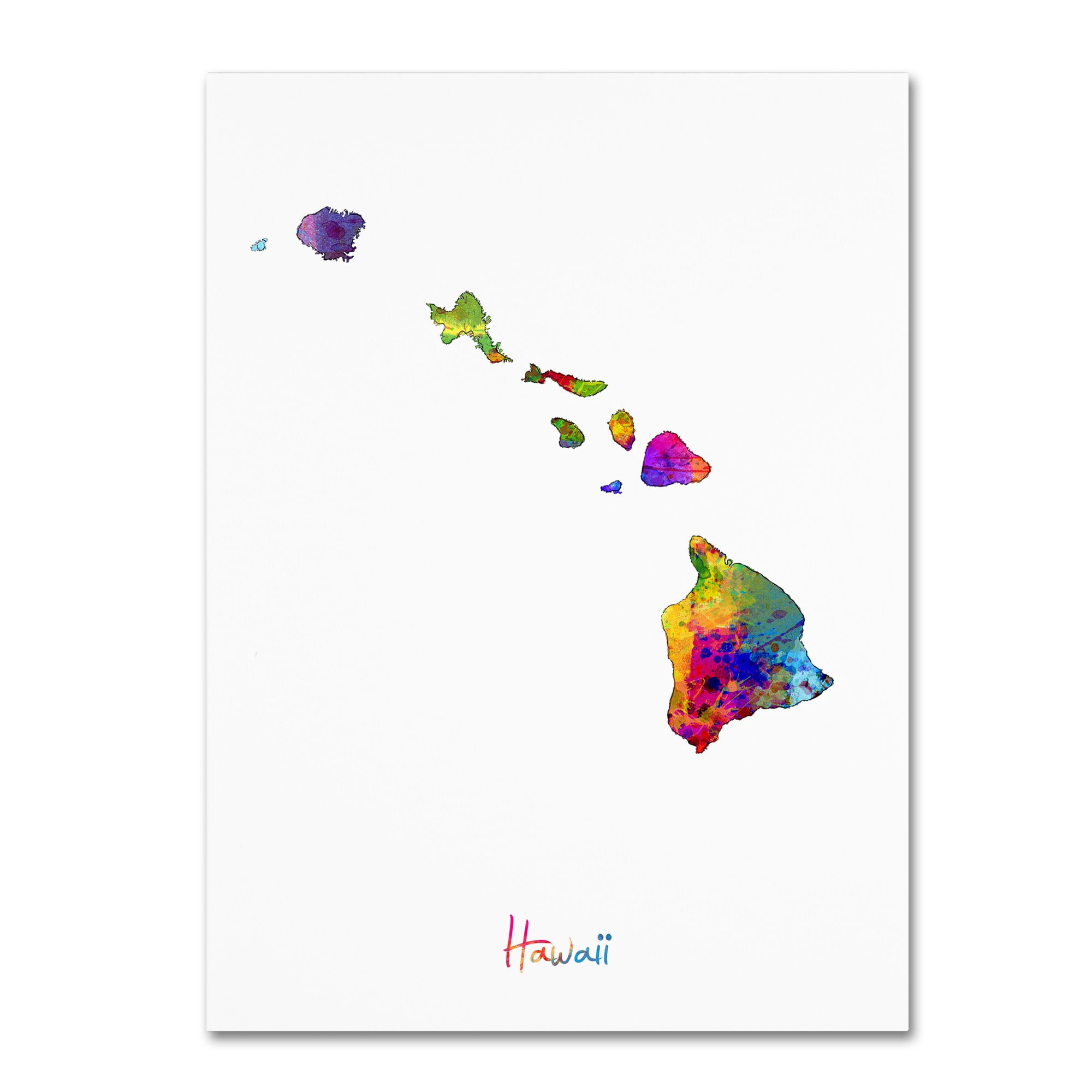 Trademark Fine Art "Hawaii Map" Canvas Art by Michael Tompsett