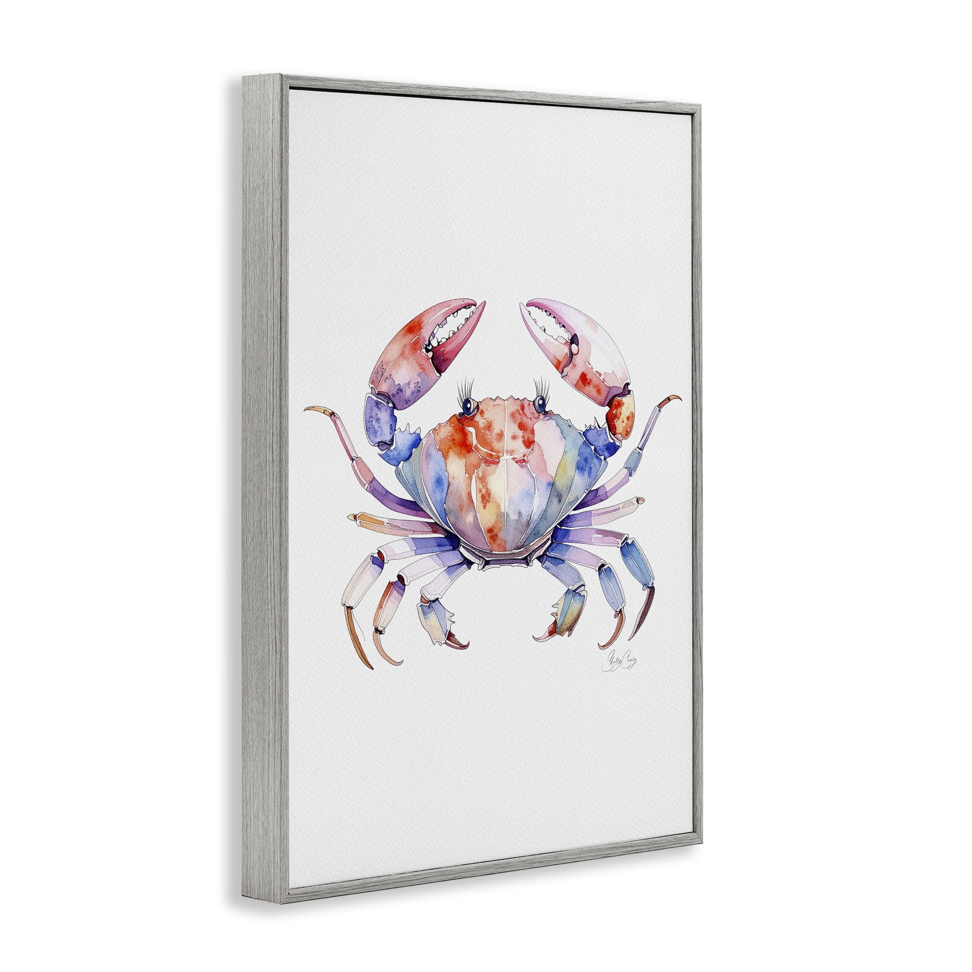 Stupell Industries Tide Dancer Crab Gray Framed Giclee Art, design by Shelly Craig