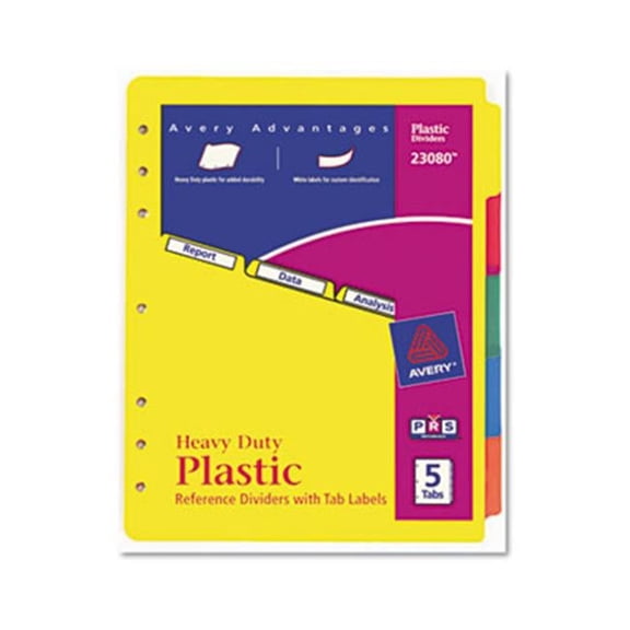 Avery  Plastic Index Dividers- White Self-Stick Labels- 5-Tab- Letter- 1 Set
