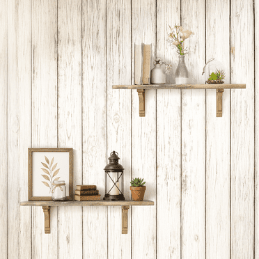 American Art Decor Wood Decorative Corbels Wall Shelf Brackets, Set of 2, Natural 6.6" x 6.6" x 1.2"