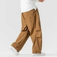 thumbnail image 6 of LMOIPLI Mens Ultra Loose Hip Hop Street Fashion Pants Elastic Waistband Drawstring Wide Leg Cargo Pant Baggy Harem Pant Khaki XL, 6 of 7