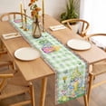 thumbnail image 3 of Easter Table Runner - 48 Inch Long, Kitchen Dining Table Runner Dresser Scarves, Gnomes Flowers Duck Eggs Green Lattice Wooden Farmhouse Decor for Coffee Tables Wedding Party Banquet, 3 of 8