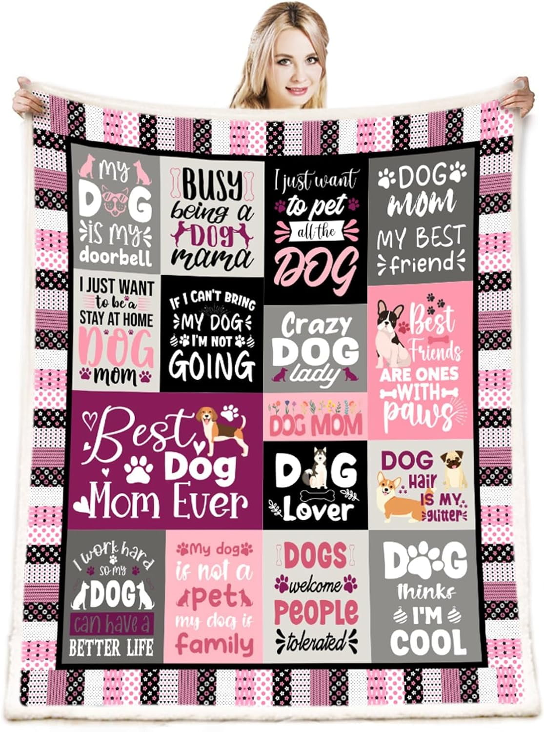 Dog Mom Gifts for Women, Gifts for Dog Moms, Dog Lovers Gifts for Women, Dog Mom Gift for Christmas Mothers Day, Best Dog Mom Birthday Blanket 60 x 50 (g617,50"x 60")
